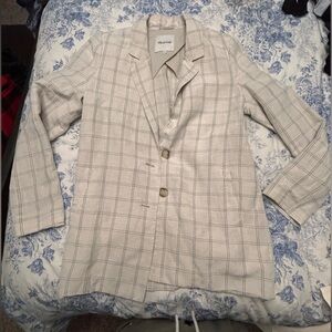 Madewell Light Gray Plaid Blazer
